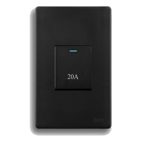 Synerji Deco 2X4 20 Amp 2 Pole Isolator, Matt Black
