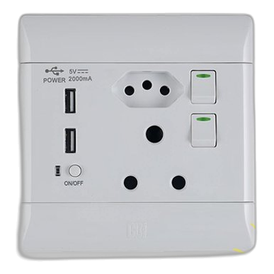 Cbi 4X4 Sa+Slimline+Usb Socket, White