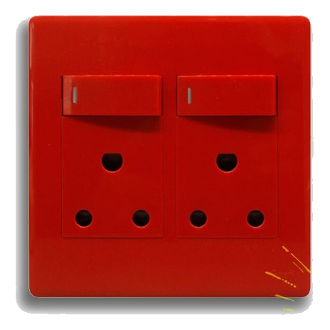 Synerji Deco 4X4 Dedicated Double Socket, Red