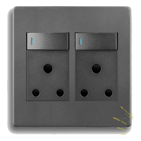 Synerji Deco Sysso4X4Dbldmg 4X4 Double Socket, Matt Grey