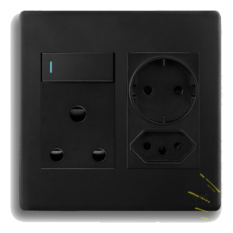 Synerji Deco Sysso4X4Schdmb 4X4 Sa+Slimline+Schuko Socket, Matt Black