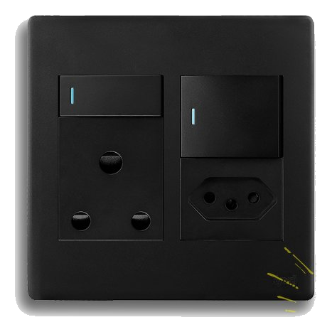 Synerji Deco Sysso4X4Seu1Dmb 4X4 Sa+Slimline+Switch Socket, Matt Black