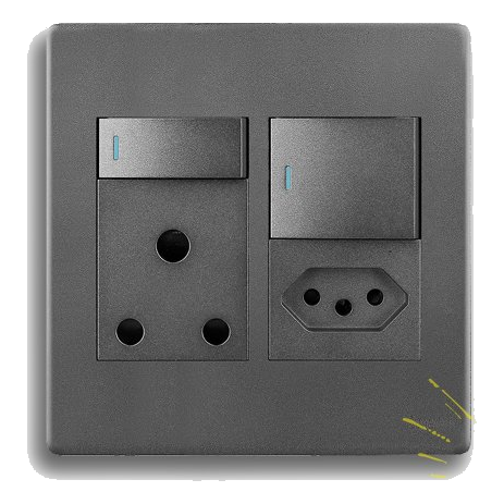 Synerji Deco Sysso4X4Seu1Dmg 4X4 Sa+Slimline+Switch Socket, Matt Grey