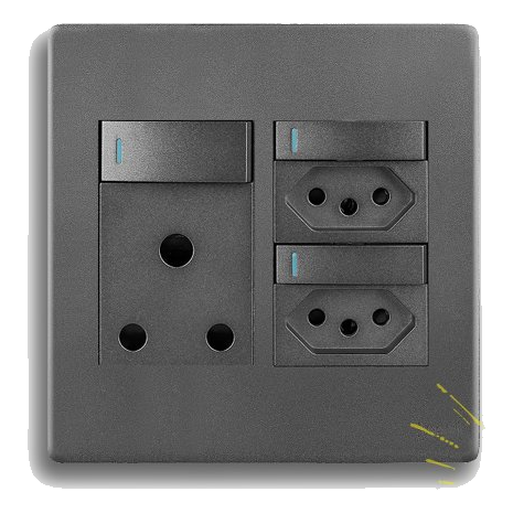 Synerji Deco Sysso4X4Seu2Dmg 4X4 Sa+Slimline Socket, Matt Grey