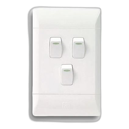 Cbi L124-P 2X4 3 Lever 1 Way Switch, White
