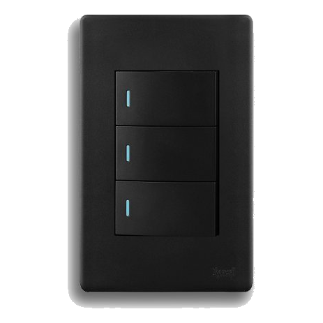 Synerji Deco Syssw4X23L1Wdmb 2X4 3 Lever 1 Way Switch, Matt Black