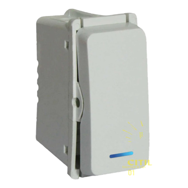 VETi – White One-Way Switch 1 Module Wide  with Indicator (VS111WT)