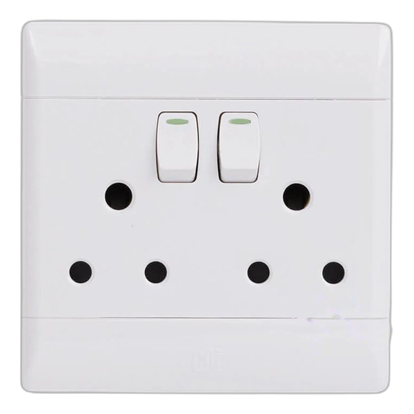 CBI 4X4 16A Double Switched Socket Outlet White