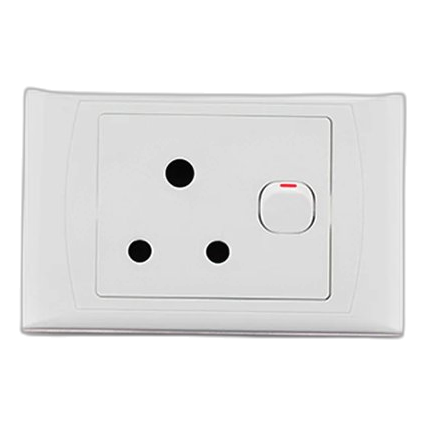 Horizon 4X2 16A Single Switch Socket White