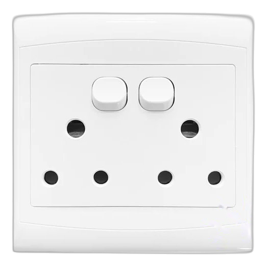 Horizon 4×4 Double Switch Socket White