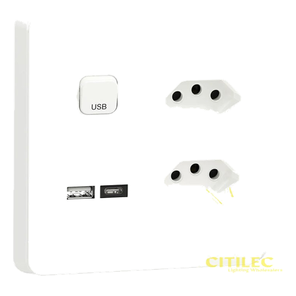 Socket 2EURO + 2USB A&C with skin 16A