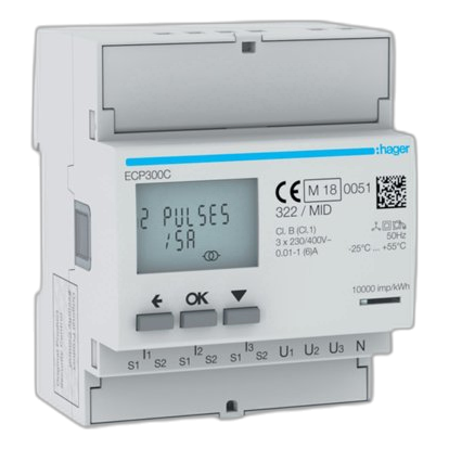 Hager Ecp300C 4 Pole 6Amp Energy Meter