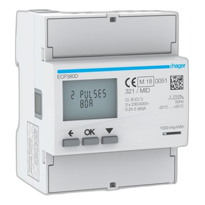Hager Ecp380D 4 Pole 80Amp Energy Meter