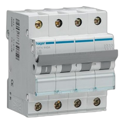 Hager 4 Pole 10Ka 20Amp Circuit Breaker