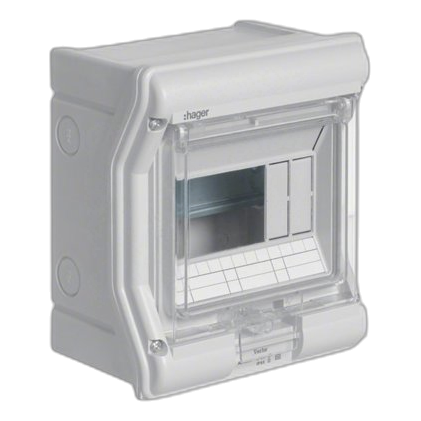 Hager Ve106L 6 Way Pvc Surface Mount Din Rail Db Board, Ip55