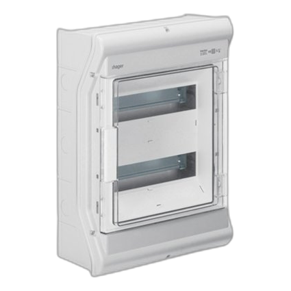 Hager Ve212Sn 24 Way Pvc Surface Mount Din Rail Db Board, Ip65