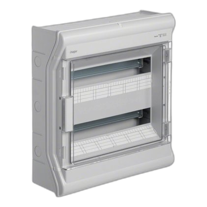 Hager Ve218L 36 Way Pvc Surface Mount Din Rail Db Board, Ip55