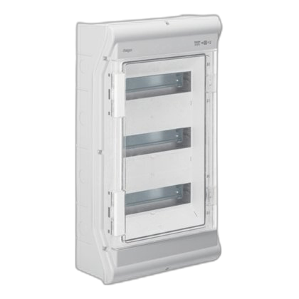 Hager Ve312Sn 36 Way Pvc Surface Mount Din Rail Db Board, Ip65