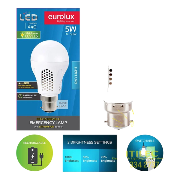 Eurolux Led Rechargable Daylight B22 5w