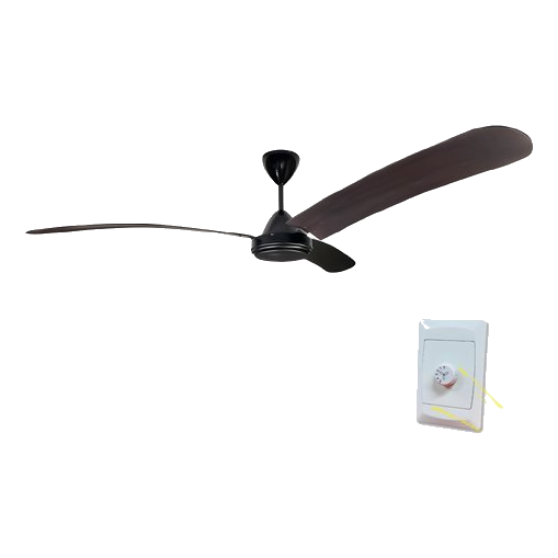 Solent High Breeze 100 Black & Mahogany Wood Ceiling Fan + Controller