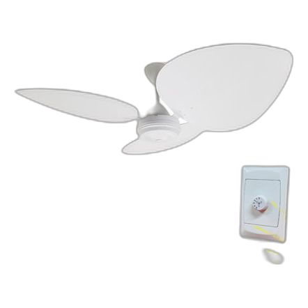 Solent High Breeze 100 White Palm Leaf Mahogany Wood Ceiling Fan + Controller