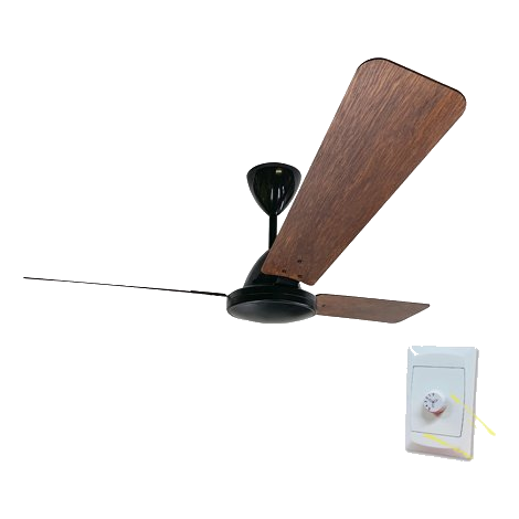 Solent Whirlwind Black & Dark Teak Wood Ceiling Fan + Controller