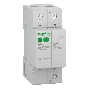Easy9 surge arrester, 1P + N, 230 V, 20000 A