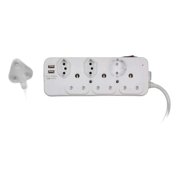 Eurolux Multiplug 6 Way Normal Usb