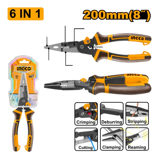 Ingco Hmflnp28200 6-In-1 Multi-Function Pliers