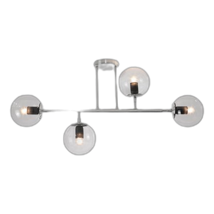 Bright Star Cf561/4 Satin Chrome & Clear Glass Ceiling Light