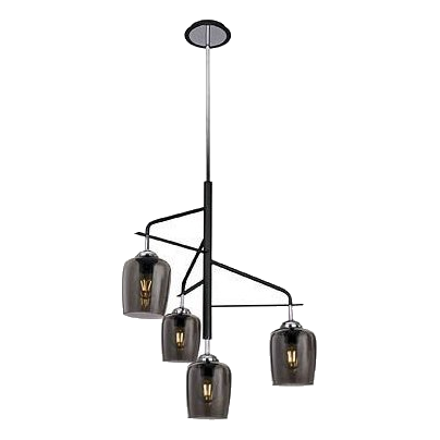 Bright Star Ch246/4 Black Metal & Smoked Glass Chandelier