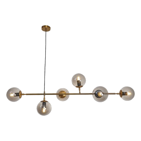 Bright Star Ch508/6 Satin Gold & Smoke Glass Chandelier