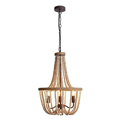 Bright Star Ch894/3 Wooden Bead Chandelier