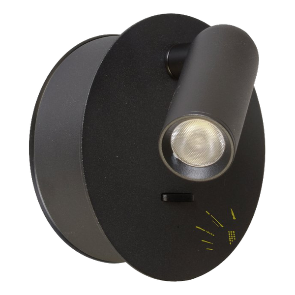 Spazio 8295.3030 Hilton Charge Up Round Black Wall Light