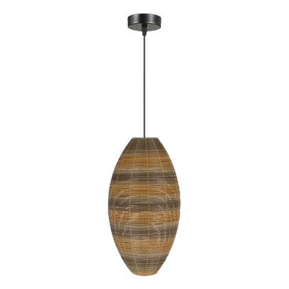 Bright Star Pen300 Black & Rattan Pendant