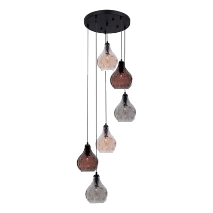 Bright Star Pen369 Black & Crackled Glass Pendant