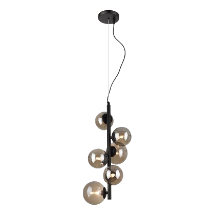 Bright Star Pen470/6 Matt Black & Smoked Glass Pendant