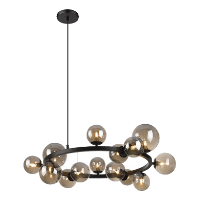 Bright Star Pen472/14 Matt Black & Smoked Glass Pendant