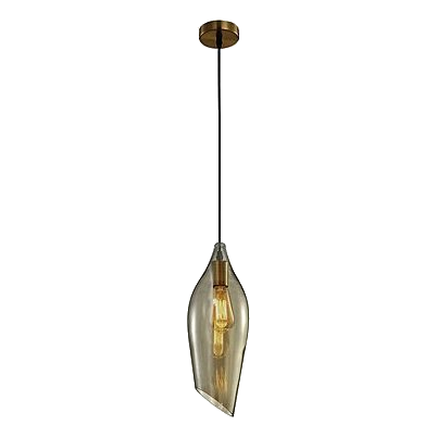 Bright Star Pen552/1 Satin Brass & Cognac Glass Pendant