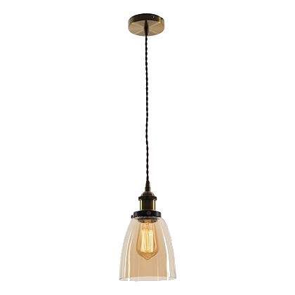 Bright Star Pen577 Antique Brass & Amber Glass Pendant