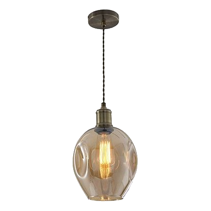 Bright Star Pen612 Antique Brass & Amber Glass Pendant