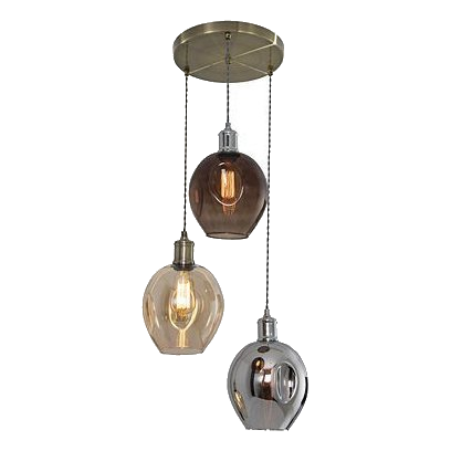 Bright Star Pen613 Antique Brass & Smoked Glass Pendant