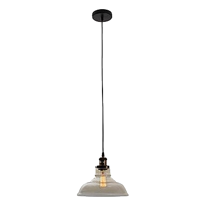 Eurolux P485 Farmhouse Antique Brass & Amber Glass Pendant