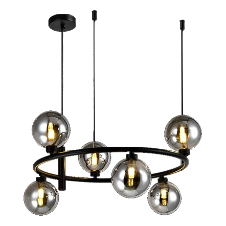 Huayi Kp11229-6 Matt Black & Smokey Grey Pendant