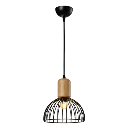 Huayi Kp31693A-1A Black & Wood Pendant