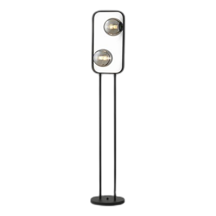 Bright Star Sl417 Black Metal & Glass Floor Lamp