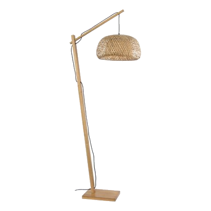 Bright Star Sl431 Bamboo Wood & Metal Floor Lamp