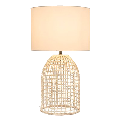 Eurolux T654W Zanie Wh White Woven Rattan Table Lamp