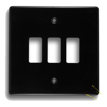 Crabtree Classic 6577/108 4X4 3 Lever Cover Plate, Black
